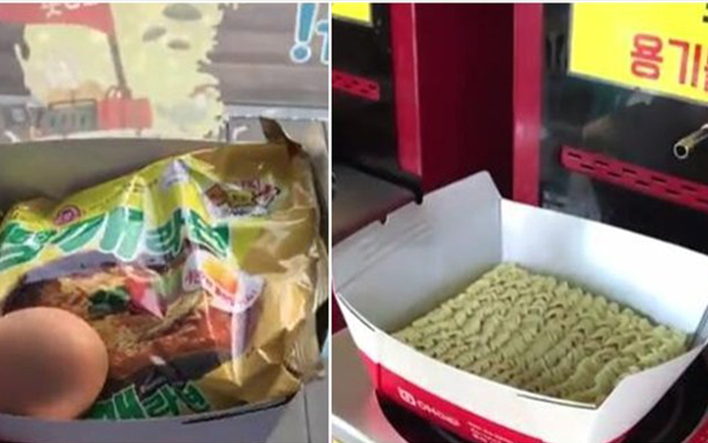 好餓啊  韓國超商推出「自助泡麵機」神器，三分鐘搞定還可以加蛋：口水都滴下來了（影）