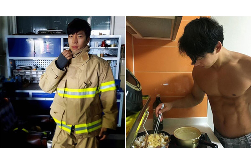 消防員哪有這麼帥  南韓一名救火英雄「擁有精壯結實的肌肉線條」加上他的高顏值，讓網友大喊差點懷孕了