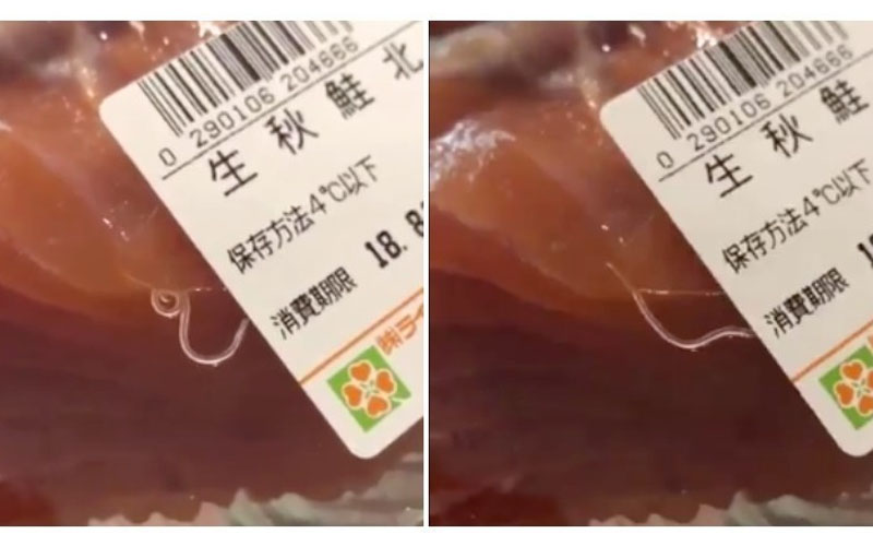 去超市買鮭魚驚見盒內出現「半透明小蟲蠕動」，瞬間食慾全沒了